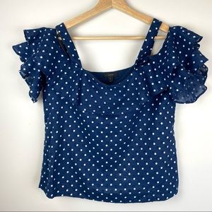 J.Crew Polka-Dot Cold-Shoulder Top